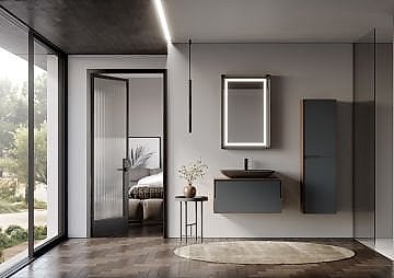 Orka Craft 80 Banyo Dolabı Ceviz / Mat Antrasit ( Boy Dolabı Hariçtir )