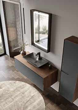 Orka Craft 100 Banyo Dolabı Ceviz / Mat Antrasit ( Boy Dolabı Hariçtir )