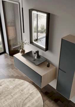 Orka Craft 100 Banyo Dolabı Ceviz / Mat Antrasit ( Boy Dolabı Hariçtir )