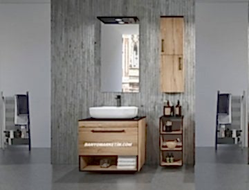 Orka Knidos 90+30 Banyo Dolabı Legnano ( Alt ve Üst Yan Boy Dolapları Dahildir )