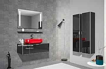 Orka Yalıköy 90 Banyo Dolabı Siyah (Kırmızı Lavabolu) + Boy Dolabı 30 ( Boy Dolabı Dahil 1 Ad.)