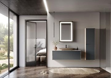 Orka Craft 120 Banyo Dolabı Meşe / Mat Antrasit ( Boy Dolabı Hariçtir )