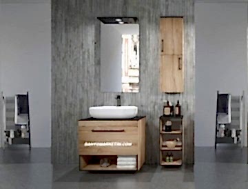 Orka Knidos 90+30 Banyo Dolabı Legnano ( Üst Asma Yan Boy Dolabı Dahildir - Alt Yan Boy Dolabı Hariçtir )