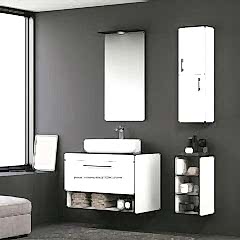 Orka Knidos 70+30 Banyo Dolabı Beyaz (Beyaz Lavabolu) ( Üst Asma Yan Boy Dolabı Dahildir - Alt Yan Boy Dolabı Hariçtir )