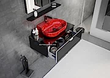 Orka Yalıköy 90 Banyo Dolabı Siyah (Beyaz Lavabolu) (Boy Dolapları Hariçtir)
