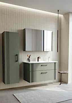 Orka Bari 100 Banyo Dolabı (Dolaplı Aynalı) + Boy Dolabı 40 Mat Soft Yeşil ( Boy Dolabı Dahildir )