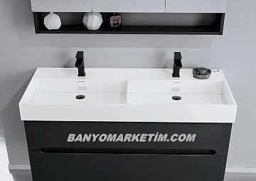 Orka Malta 120 Banyo Dolabı (Çift Lavabolu) Antrasit (Boy Dolabı Hariç)
