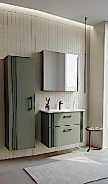 Orka Bari 65 Banyo Dolabı (Dolaplı Aynalı) + Boy Dolabı 40 Mat Soft Yeşil ( Boy Dolabı Dahildir )