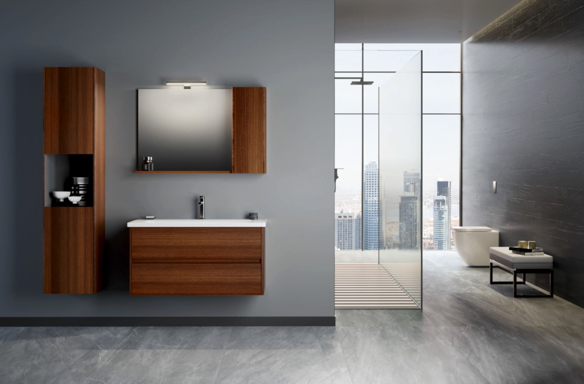 Orka Düden 100 Banyo Dolabı ( Çekmeceli ) Teak (Boy Dolabı Hariçtir)