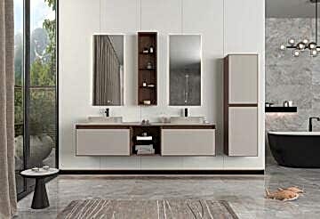 Orka Pacific 180 Banyo Dolabı Mocha Meşe / Mat Vizon (Boy Dolabı Hariçtir)