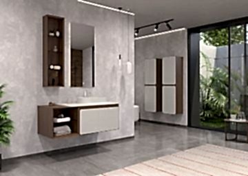 Orka Pacific 110 Banyo Dolabı Mocha Meşe / Mat Kaşmir (Boy Dolabı Hariçtir)