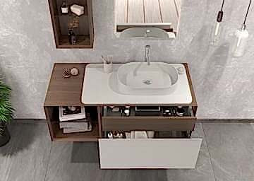 Orka Pacific 110 Banyo Dolabı Mocha Meşe / Mat Kaşmir (Boy Dolabı Hariçtir)