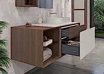 Orka Pacific 110 Banyo Dolabı Mocha Meşe / Mat Kaşmir (Boy Dolabı Hariçtir)
