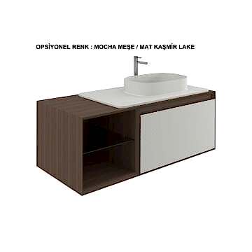 Orka Pacific 110 Banyo Dolabı Mocha Meşe / Mat Kaşmir (Boy Dolabı Hariçtir)