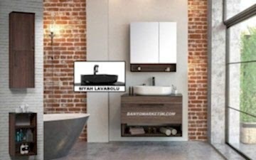 Orka Knidos 90 Banyo Dolabı Navaro ( Dolaplı Aynalı ) (Siyah Lavabolu) ( Boy Dolapları Hariçtir )