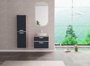 Orka Salerno 60 Banyo Dolabı + Boy Dolabı 40 Legnano / Mat Antrasit ( Boy Dolabı Dahildir )