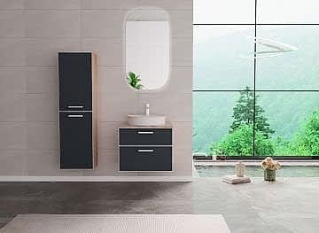 Orka Salerno 60 Banyo Dolabı Legnano / Mat Antrasit ( Boy Dolabı Hariçtir )