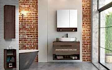 Orka Knidos 90 Banyo Dolabı Navaro ( Dolaplı Aynalı ) (Beyaz Lavabolu) ( Boy Dolapları Hariçtir )