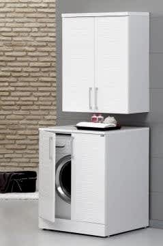 Orka Çamaşır Makinesi Dolabı Perge 70 Derz Desenli Banyo Dolabı Beyaz