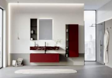 Orka Levanto 120 Banyo Dolabı ( Mat Vişne / Mermer Tezgahlı ) ( Boy Dolabı 40 ve Cam Raf 15 Hariçtir )