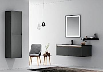 Orka Lisbon 110 Banyo Dolabı Antrasit (Style 65x75 Led Aynalı) (Etajer Hariç) (Boy Dolabı Hariç)
