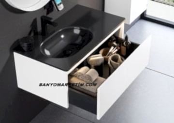 Orka Lisbon 110 Banyo Dolabı Antrasit (Style 65x75 Led Aynalı) (Etajer Hariç) (Boy Dolabı Hariç)