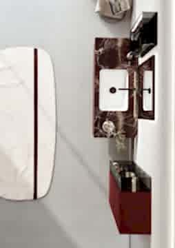 Orka Levanto 100 Banyo Dolabı ( Mat Vişne / Mermer Tezgahlı ) ( Boy Dolabı 40 ve Cam Raf 15 Hariçtir )