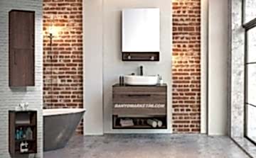 Orka Knidos 70+30 Banyo Dolabı Navaro ( Dolaplı Aynalı ) (Beyaz Lavabolu) ( Alt ve Üst Yan Boy Dolapları Dahildir )