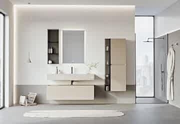 Orka Levanto 100 Banyo Dolabı ( Mat Bej / Porselen Tezgahlı ) + Boy Dolabı 40 Mat Bej + Cam Raf 15 Füme ( Boy Dolabı 40 ve Cam Raf 15 Dahildir )
