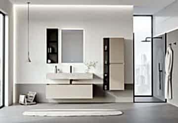 Orka Levanto 100 Banyo Dolabı ( Mat Bej / Porselen Tezgahlı ) + Boy Dolabı 40 Mat Bej ( Boy Dolabı 40 Dahildir / Cam Raf 15 Hariçtir )