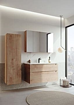 Orka Messina 100 Banyo Dolabı (Dolaplı Aynalı) + Boy Dolabı 40 Meşe ( Boy Dolabı Dahildir )