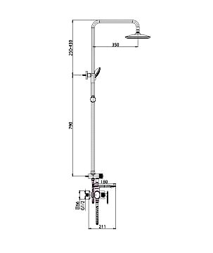 Orka Nest Tepe Duş Seti NS 2250 WC Beyaz - Krom