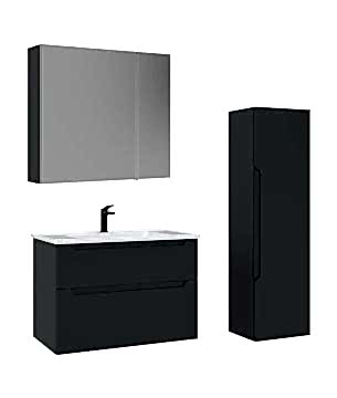 Orka Messina 85 Banyo Dolabı (Dolaplı Aynalı) + Boy Dolabı 40 Mat Antrasit ( Boy Dolabı Dahildir )