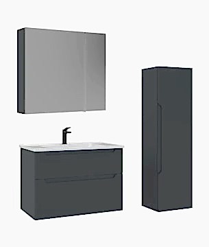Orka Messina 85 Banyo Dolabı (Dolaplı Aynalı) Mat Antrasit ( Boy Dolabı Hariçtir )