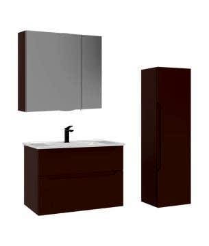 Orka Messina 85 Banyo Dolabı (Dolaplı Aynalı) + Boy Dolabı 40 Mat Tuscan Kırmızı ( Boy Dolabı Dahildir )