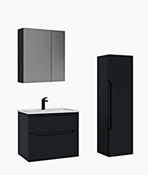 Orka Messina 65 Banyo Dolabı (Dolaplı Aynalı) + Boy Dolabı 40 Mat Antrasit ( Boy Dolabı Dahildir )