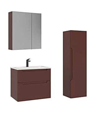Orka Messina 65 Banyo Dolabı (Dolaplı Aynalı) + Boy Dolabı 40 Mat Tuscan Kırmızı ( Boy Dolabı Dahildir )