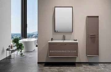 Orka Clay 100 Banyo Dolabı + Boy Dolabı 40 Toprak (Boy Dolabı Dahildir)