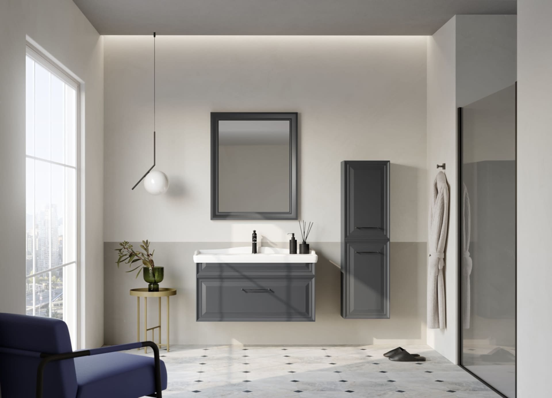 Orka Design 105 Banyo Dolabı Antrasit ( Boy Dolabı Hariçtir )
