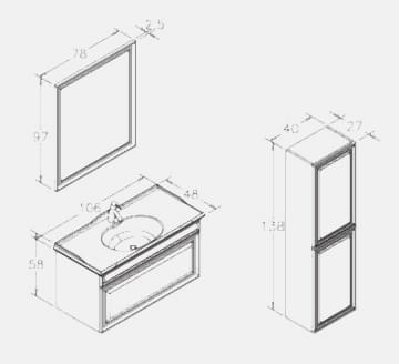 Orka Design 105 Banyo Dolabı Antrasit ( Boy Dolabı Hariçtir )