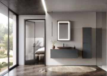 Orka Craft 120 Banyo Dolabı + Boy Dolabı 40 Ceviz / Mat Antrasit ( Boy Dolabı Dahildir )